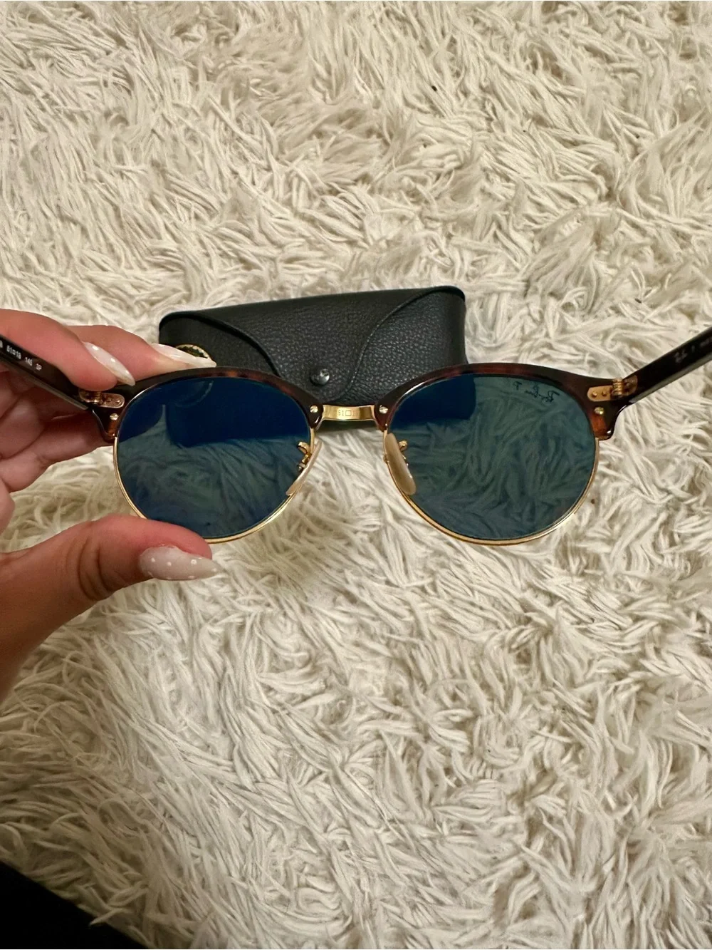 Ray-Ban ClubRound Sunglasses in Tortoiseshell and Gold with Green Lenses